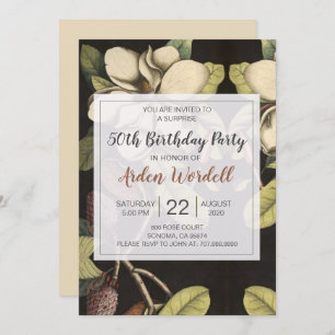 White Magnolias 50th Birthday Party Invitation