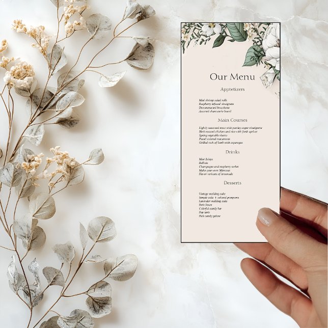 White Magnolias and Butterfly Wedding Dinner Menu (Creator Uploaded)