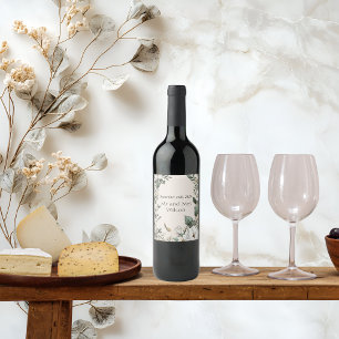 White Magnolias and Butterfly Wedding Wine Labels