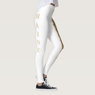 White Maine State Pine Cone Leggings