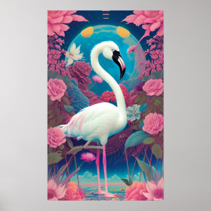 White majestic flamingo poster