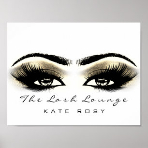 White  Makeup Beauty Studio Lashes Salon Gold Poster