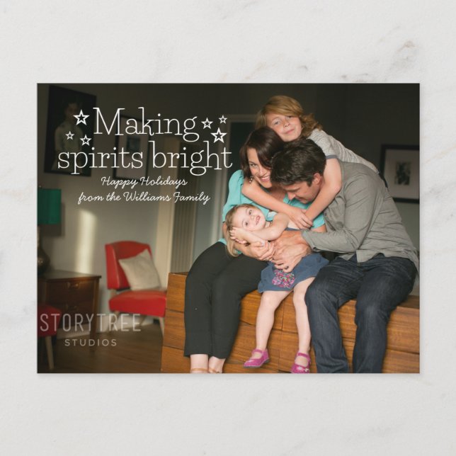 White Making Spirits Bright Holiday Photo Postcard (Front)