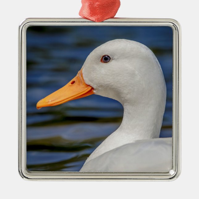 White Mallard Duck Metal Tree Decoration (Front)