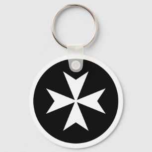 White Maltese Cross Key Ring