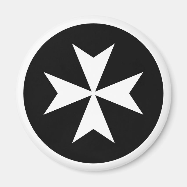 White Maltese Cross Magnet (Front)