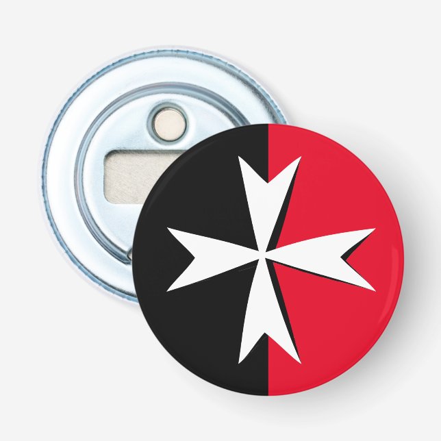 White Maltese Cross & Malta flag fashion symbol Bottle Opener (Front)