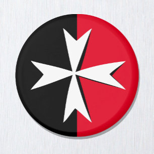 White Maltese Cross & Malta flag fashion symbol Magnet