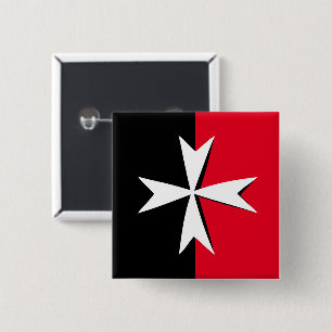 White Maltese Cross & Malta flag symbol / knights 15 Cm Square Badge
