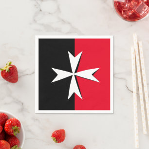 White Maltese Cross & Malta flag symbol / knights Napkin