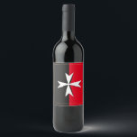 White Maltese Cross & Malta flag symbol / knights Wine Label<br><div class="desc">Bottle Labels (party): Maltese Cross & Malta - flag, symbol of cross - used by Order of Malta, Sovereign Military order of Malta (Order of St. John) - national patriots, travel, holiday, sports fans fashion. Maltese Cross is also international symbol of the fire service's, symbol of protection, badge of honour....</div>
