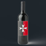 White Maltese Cross & Malta flag symbol / knights Wine Label<br><div class="desc">Bottle Labels (party): Maltese Cross & Malta - flag, symbol of cross - used by Order of Malta, Sovereign Military order of Malta (Order of St. John) - national patriots, travel, holiday, sports fans fashion. Maltese Cross is also international symbol of the fire service's, symbol of protection, badge of honour....</div>
