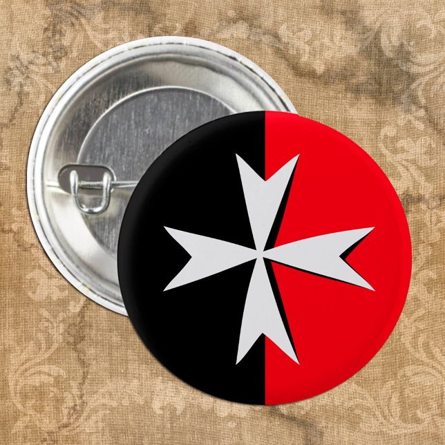 White Maltese Cross, St. John, Malta flag /knights 3 Cm Round Badge (Creator Uploaded)