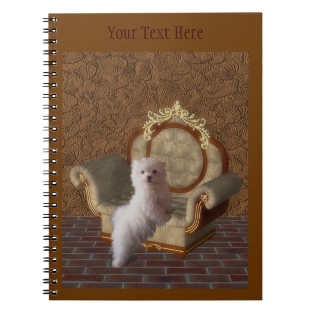 White Maltese Fantasy Dog Art Notebook (Front)