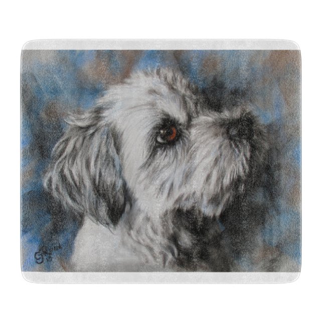 White Maltese/Shih Tzu fluffy dog Cutting Board (Front)