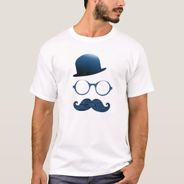White man shirt hat glasses and mustache (Front)