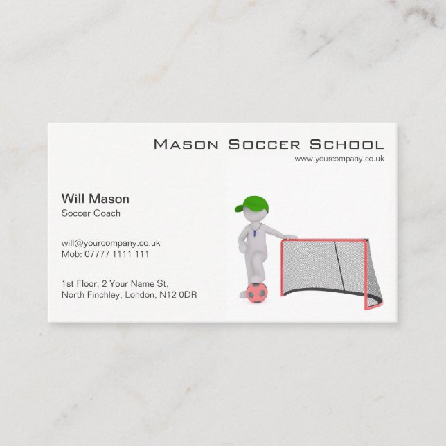 White man, Soccer Coach Business Card (Front)