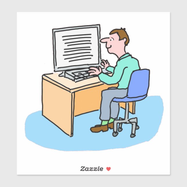 White man working at a computer (Sheet)