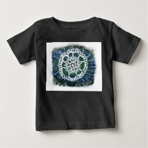 White mandala blue background Organic Bodysuit
