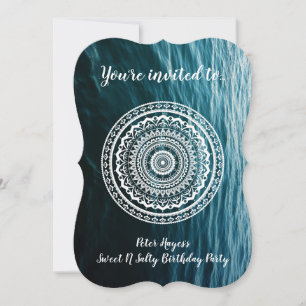 White Mandala Let the sea set you free Invitation