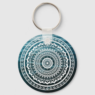 White Mandala Let the sea set you free Key Ring