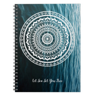 White Mandala Let the sea set you free Notebook