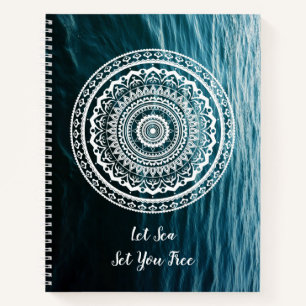 White Mandala Let the sea set you free Notebook