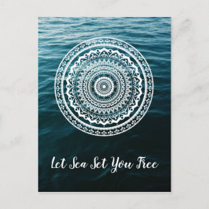 White Mandala Let the sea set you free Postcard