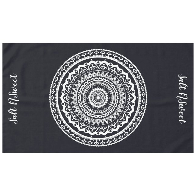 White Mandala Let the sea set you free Tablecloth (Front (Horizontal))