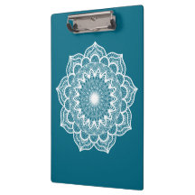 White Mandala on Blue Background