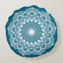 White Mandala on Blue Background