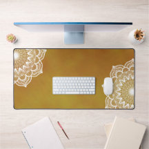 White Mandala on Gold Background