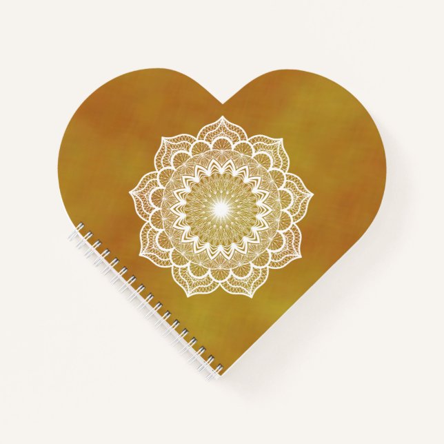 White Mandala on Gold Background Notebook (Front)
