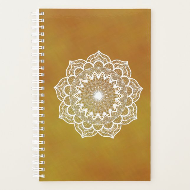 White Mandala on Gold Background Planner (Front)
