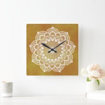 White Mandala on Gold Background