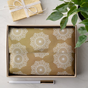 White Mandala on Gold Background Tissue Paper