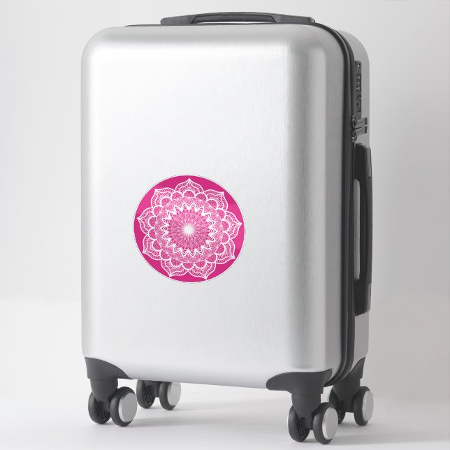 White Mandala on Pink Background (Suitcase)