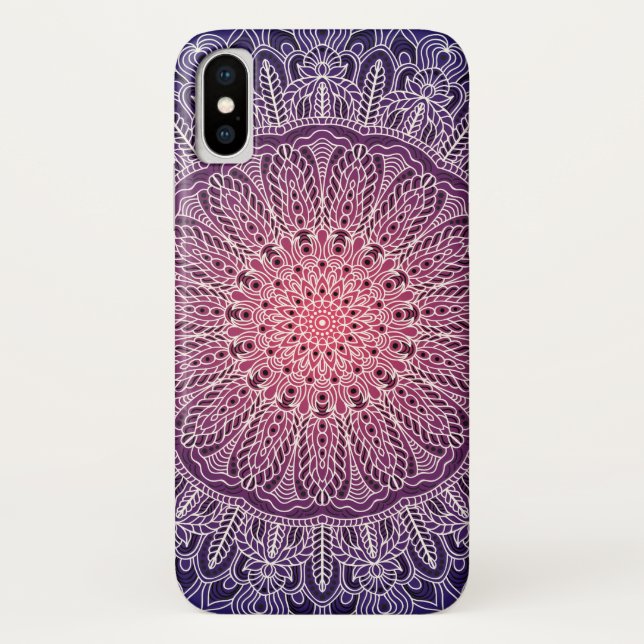 White Mandala on Purple Background Case-Mate iPhone Case (Back)