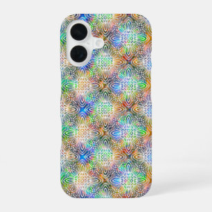 White Mandala Pattern Over Colourful Jewel Tones iPhone 16 Case