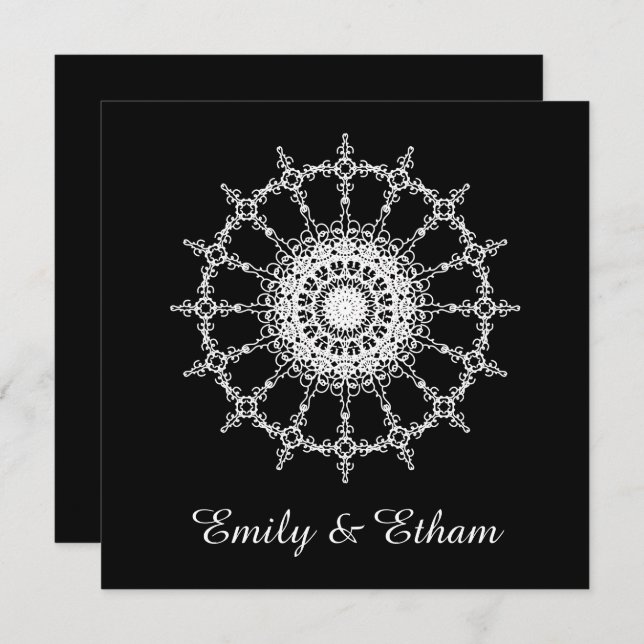White Mandala Wedding Design Invitation (Front/Back)