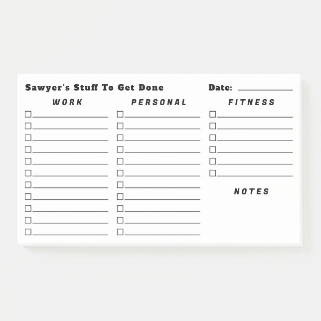 White Man's Daily Planning Checklists Post-it Notes (Front)