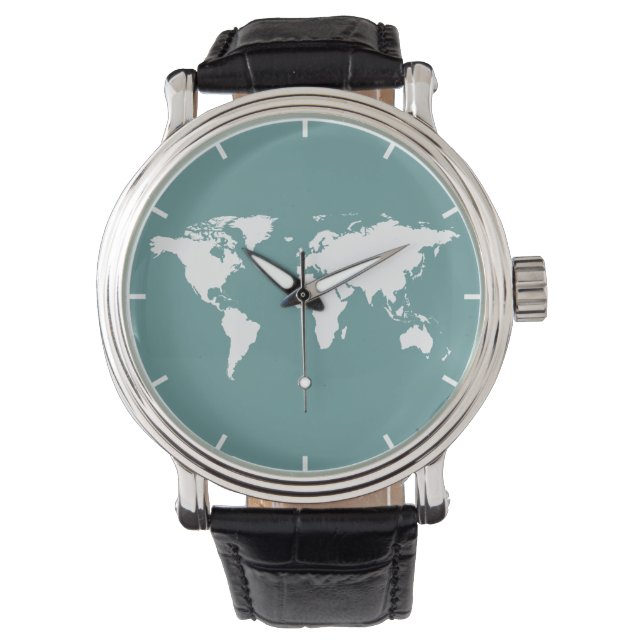 white map of the world watch (Front)