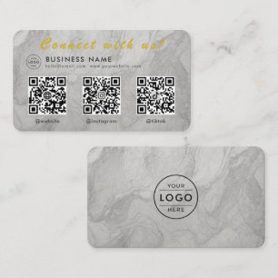 White Marble 3 QR Code Multi Social Business Card
