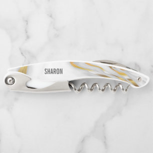 White Marble And Gold Corkscrew