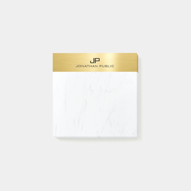 White Marble And Gold Elegant Simple Template Post-it Notes (Front)