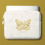 White Marble and Gold Geometric Butterfly Laptop Sleeve<br><div class="desc">Modern and trendy white marble and printed gold foil geometric butterfly personalised design.</div>