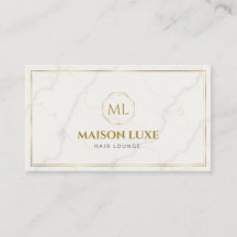 White Marble and Gold Luxury Hair Salon Monogram