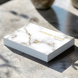 White Marble and Gold modern professional Business Card