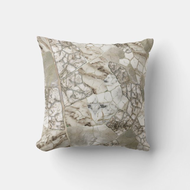 White Marble and Pearl Leaf structure Cushion (Front)