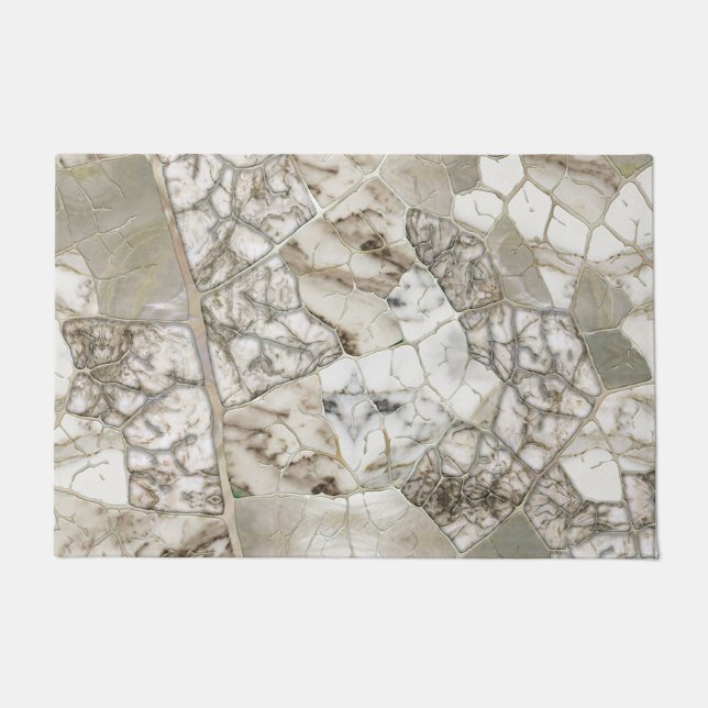 White Marble and Pearl Leaf structure Doormat (Front)